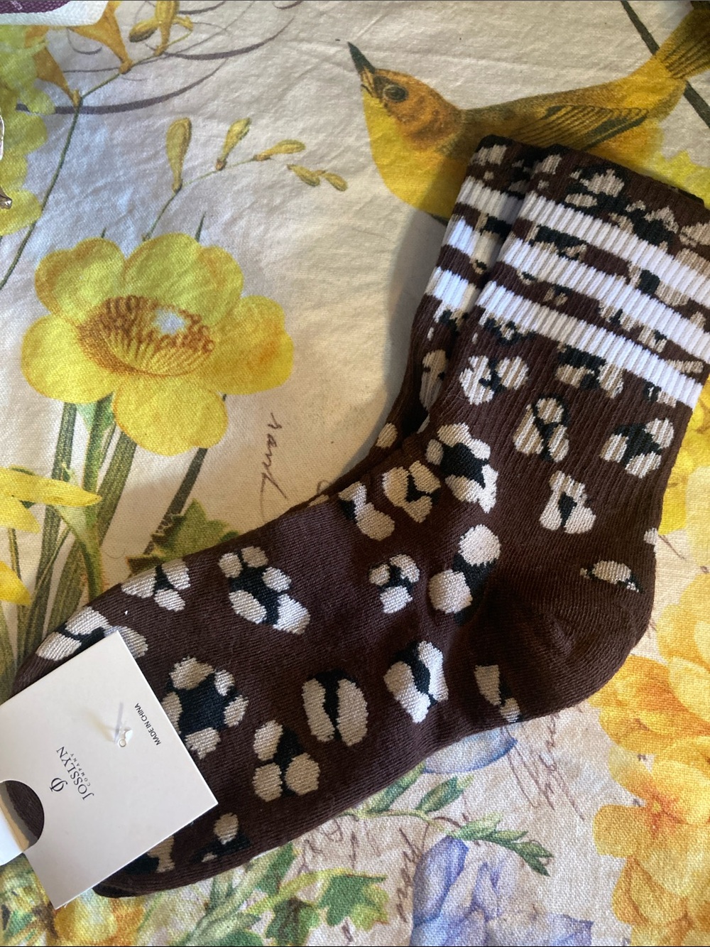 Cheetah Print Sport Stripe Brown Socks NWT